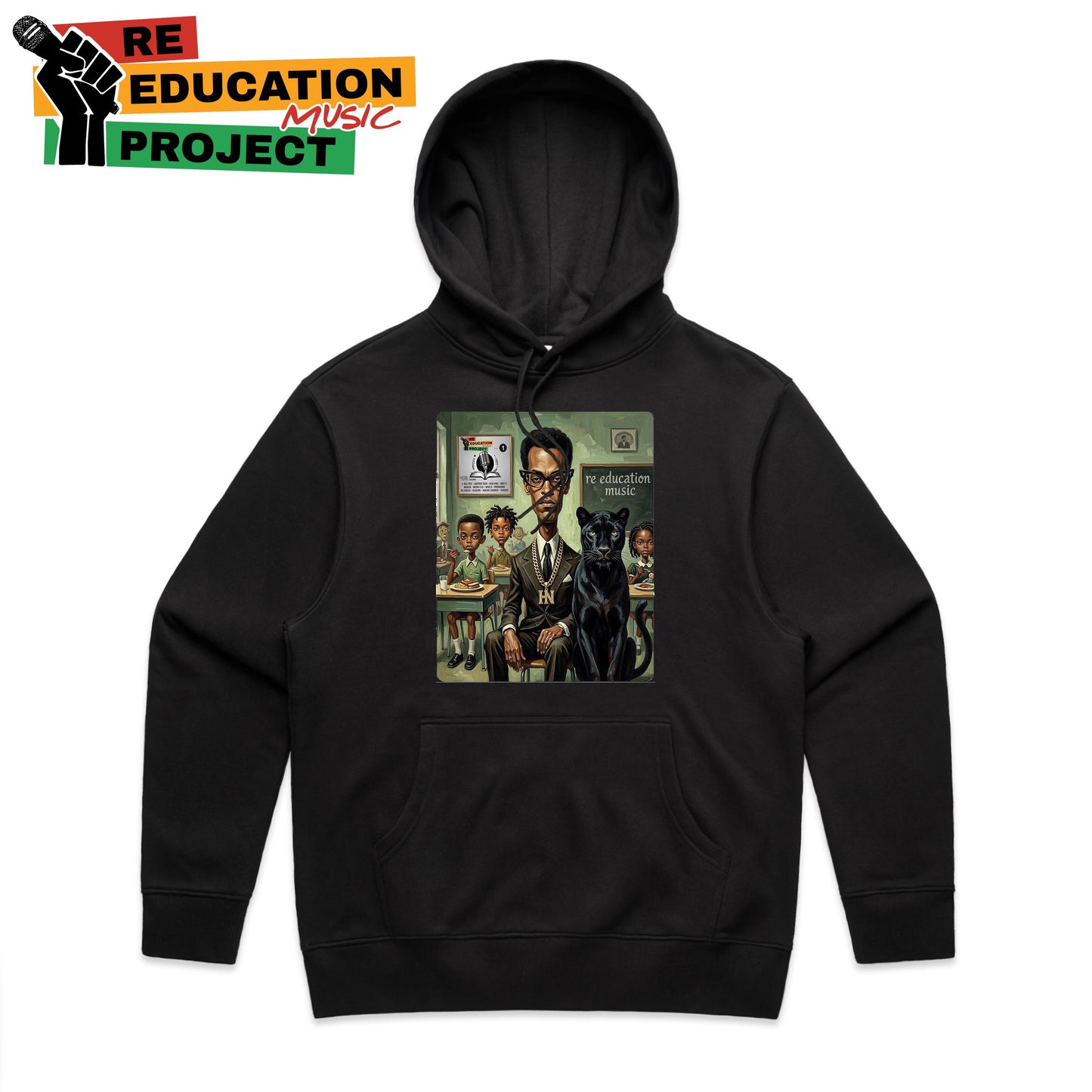 Huey- art piece - black pullover hoodie