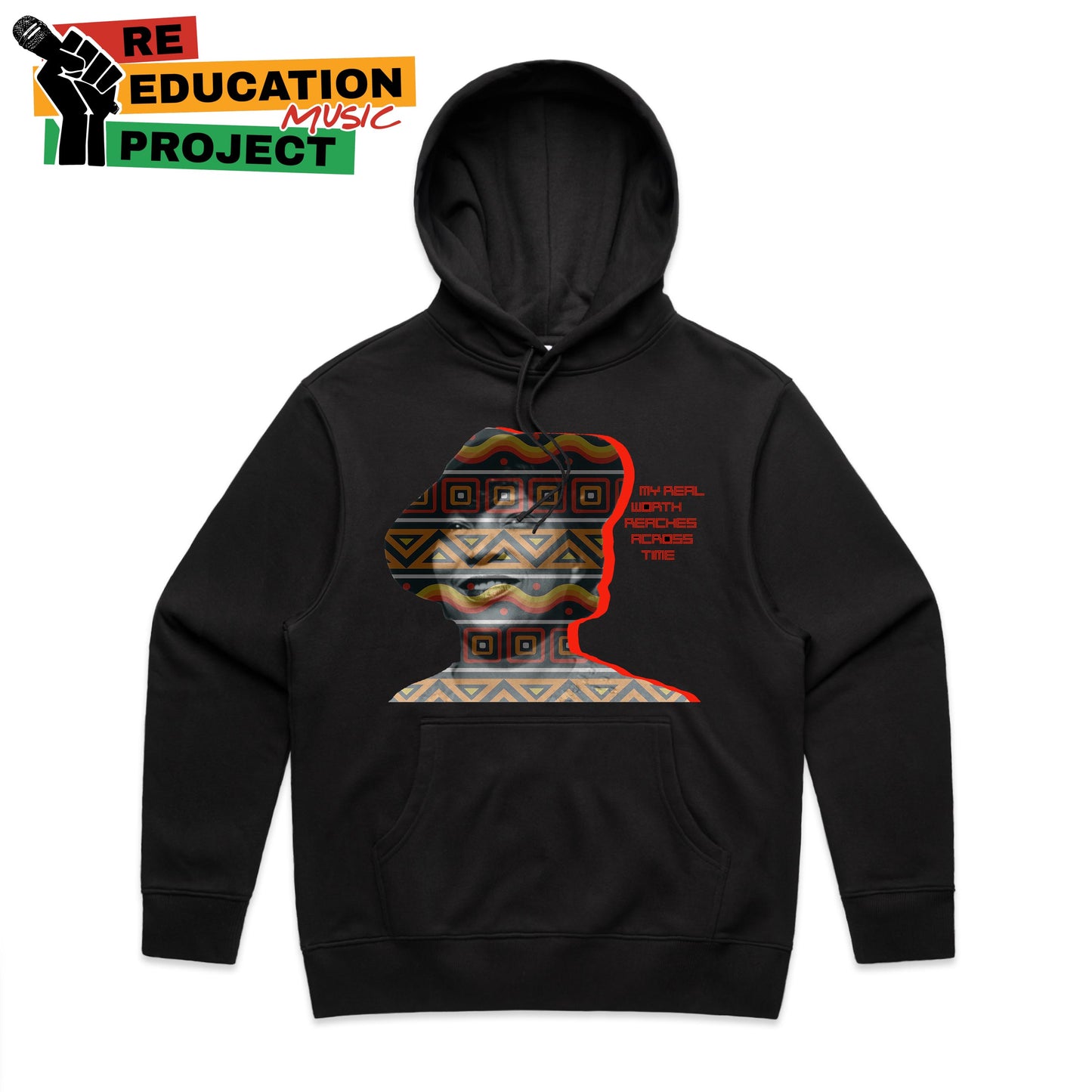 Zora Real Worth Pattern Pullover Black hoodie